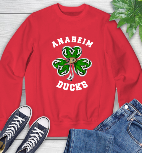 NHL Anaheim Ducks Three Leaf Clover St Patrick's Day Hockey Sports Sweatshirt 10