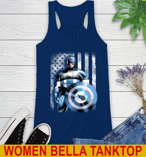 Tennessee Titans NFL Football Captain America Marvel Avengers American Flag Shirt Racerback Tank 7
