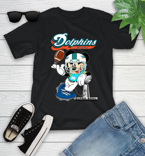 NFL Miami Dolphins Mickey Mouse Disney Super Bowl Football T Shirt Youth T-Shirt 2