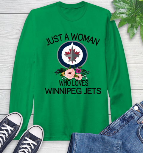 NHL Just A Woman Who Loves Winnipeg Jets Hockey Sports Long Sleeve T-Shirt 5