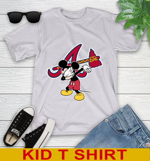 Atlanta Braves MLB Baseball Dabbing Mickey Disney Sports Youth T-Shirt 5