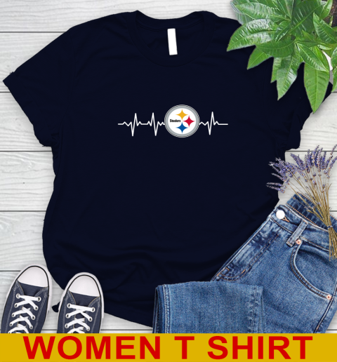Pittsburgh Steelers NFL Football Heart Beat Shirt Women's T-Shirt 2