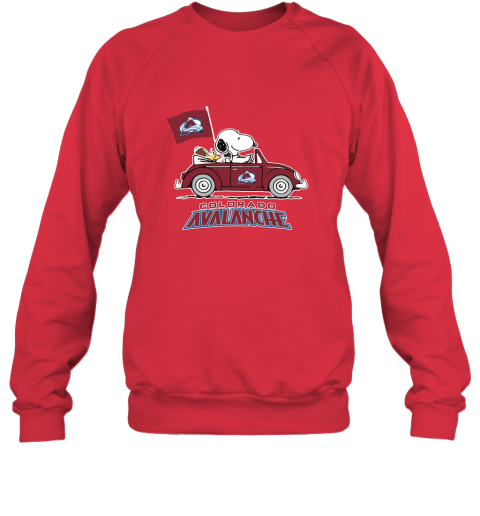Snoopy And Woodstock Ride The Colorado Avalanche Car NHL Sweatshirt