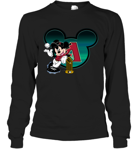 MLB Arizona Diamondbacks The Commissioner's Trophy Mickey Mouse Disney Baseball T Shirt ZJQXZOmJ8Hm long sleeve tee 14 95 151514 front black