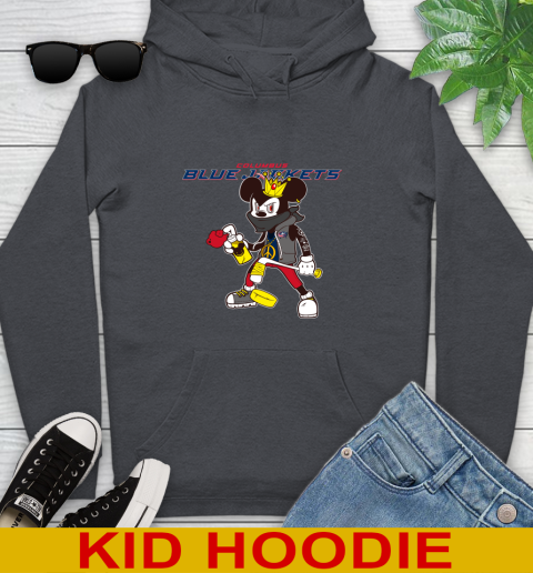 Columbus Blue Jackets NHL Hockey Mickey Peace Sign Sports Youth Hoodie 9