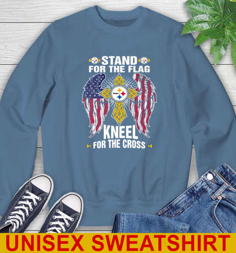 NFL Football Pittsburgh Steelers Stand For Flag Kneel For The Cross Shirt Sweatshirt 10