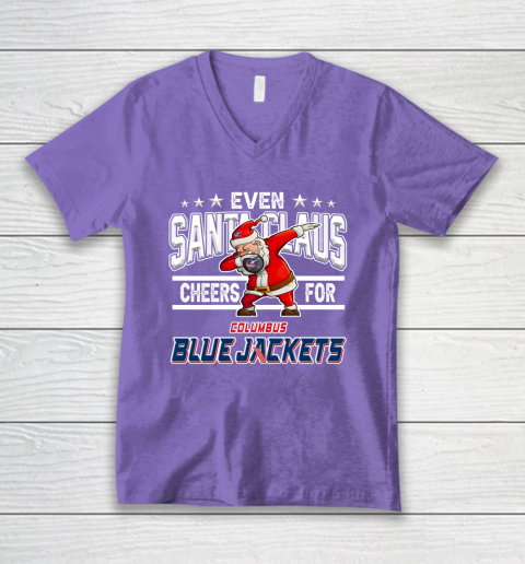 Columbus Blue Jackets Even Santa Claus Cheers For Christmas NHL V-Neck T-Shirt 8