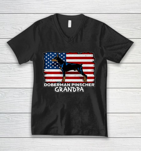 Grandpa Funny Gift Apparel  Mens Doberman Pinscher Grandpa V-Neck T-Shirt