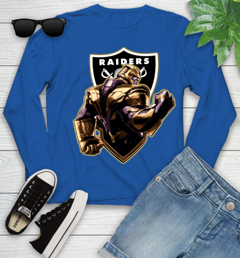 NFL Thanos Avengers Endgame Football Sports Oakland Raiders Youth Long Sleeve 9