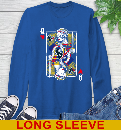 NFL Football Houston Texans The Queen Of Hearts Card Shirt Long Sleeve T-Shirt 11