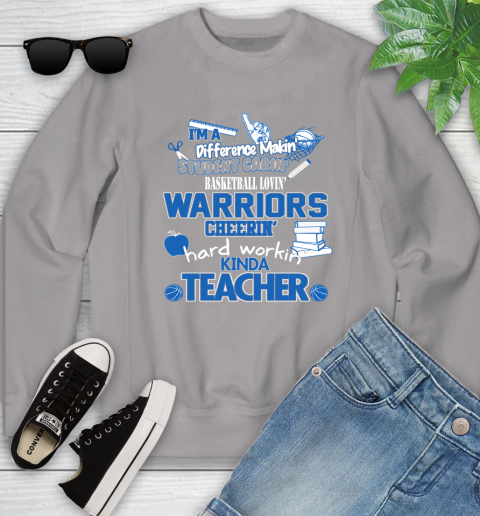 Golden State Warriors NBA I'm A Difference Making Student Caring Basketball Loving Kinda Teacher Youth Sweatshirt 3