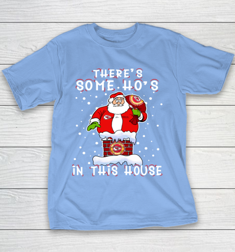 Kansas City Chiefs Christmas There Is Some Hos In This House Santa Stuck In The Chimney NFL Youth T-Shirt 8