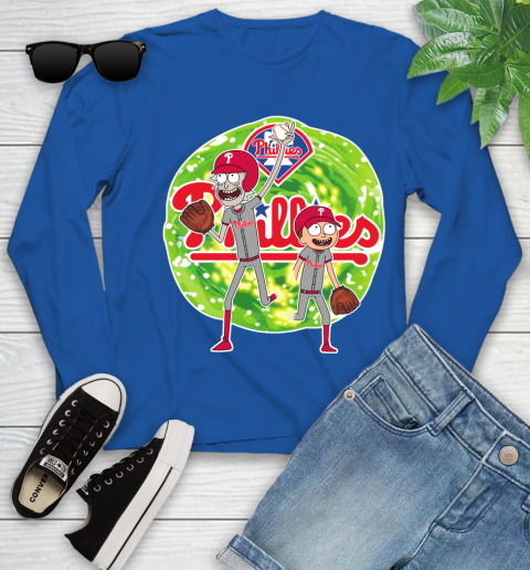 MLB Philadelphia Phillies Rick And Morty Baseball Sports Youth Long Sleeve 9