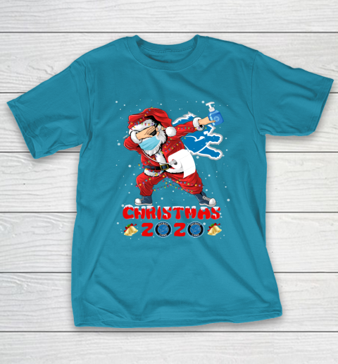 Detroit Lions Funny Santa Claus Dabbing Christmas 2020 NFL T-Shirt 7