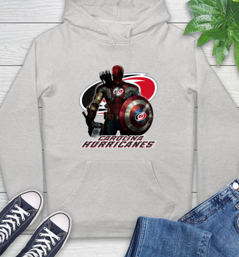 NHL Captain America Thor Spider Man Hawkeye Avengers Endgame Hockey Carolina Hurricanes Hoodie