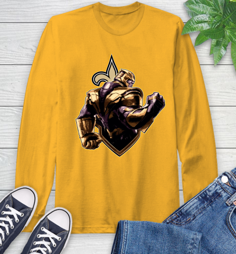 NFL Thanos Avengers Endgame Football Sports New Orleans Saints Long Sleeve T-Shirt 3