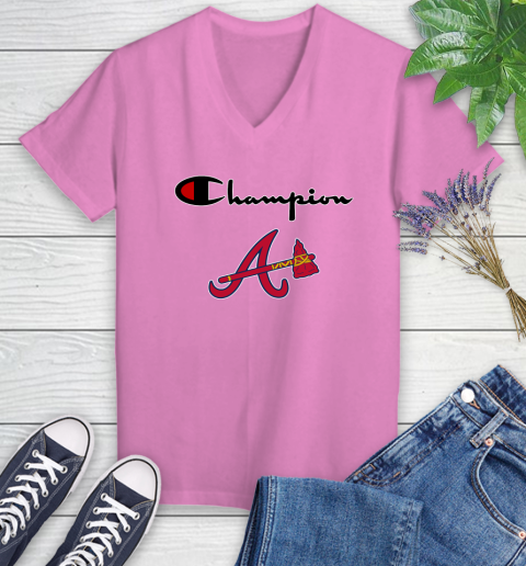 MLB Baseball Atlanta Braves Champion Shirt Women's V-Neck T-Shirt 10