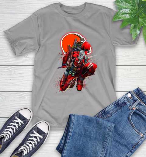 NFL Deadpool Marvel Comics Sports Football Cleveland Browns T-Shirt 6