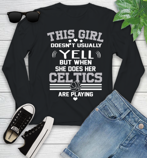 Boston Celtics NBA Basketball I Yell When My Team Is Playing Youth Long Sleeve
