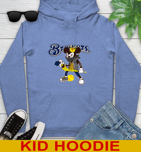 Milwaukee Brewers MLB Baseball Mickey Peace Sign Sports Youth Hoodie 12