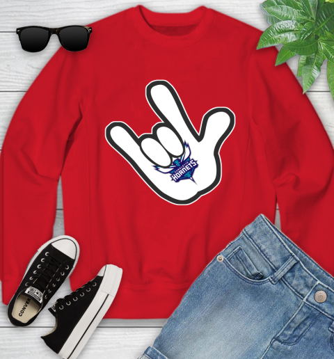 Charlotte Hornets NBA Basketball Mickey Rock Hand Disney Youth Sweatshirt 9