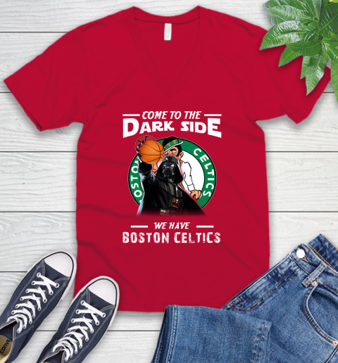NBA Come To The Dark Side We Have Boston Celtics Star Wars Darth Vader Basketball V-Neck T-Shirt 6