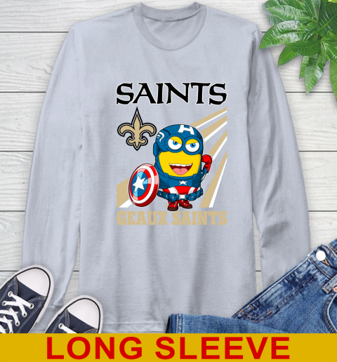 NFL Football New Orleans Saints Captain America Marvel Avengers Minion Shirt Long Sleeve T-Shirt 6