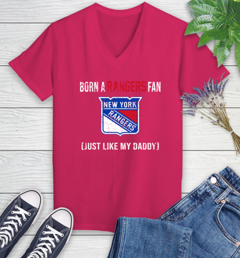 NHL New York Rangers Hockey Loyal Fan Just Like My Daddy Shirt Women's V-Neck T-Shirt 7