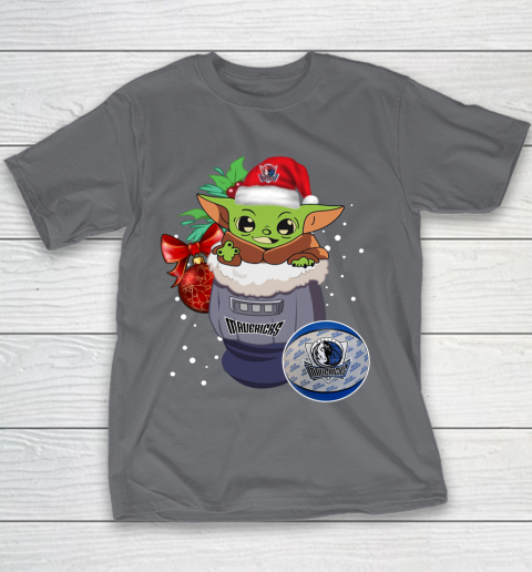 Dallas Mavericks Christmas Baby Yoda Star Wars Funny Happy NBA Youth T-Shirt 7