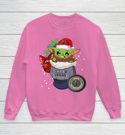 Vegas Golden Knights Christmas Baby Yoda Star Wars Funny Happy NHL Youth Sweatshirt 7
