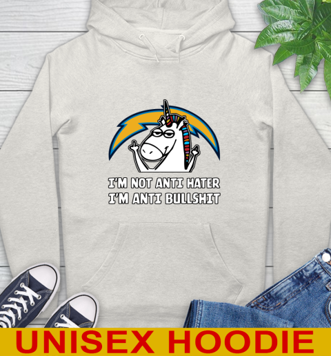 Los Angeles Chargers NFL Football Unicorn I'm Not Anti Hater I'm Anti Bullshit Hoodie 12