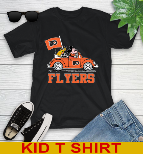 NHL Hockey Philadelphia Flyers Pluto Mickey Driving Disney Shirt Youth T-Shirt 3 NHL Hockey Philadelphia Flyers Pluto Mickey Driving Disney Shirt Youth T-Shirt - Image 3