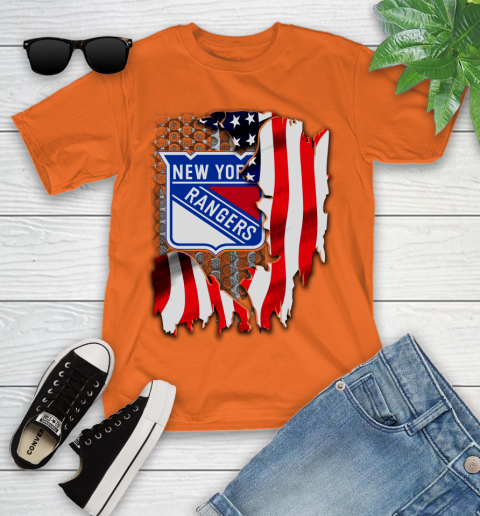 New York Rangers NHL Hockey American Flag Youth T-Shirt 9