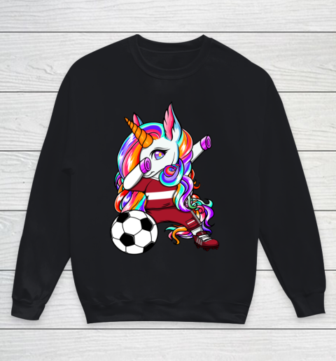 Dabbing Unicorn Latvia Soccer Fans Jersey Latvian Football Youth Sweatshirt