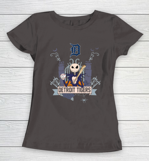 MLB Detroit Tigers Baseball Jack Skellington Halloween Women's T-Shirt 7