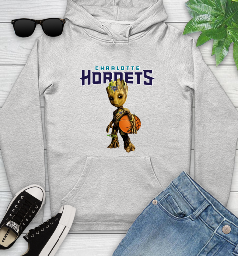 Charlotte Hornets NBA Basketball Groot Marvel Guardians Of The Galaxy Youth Hoodie