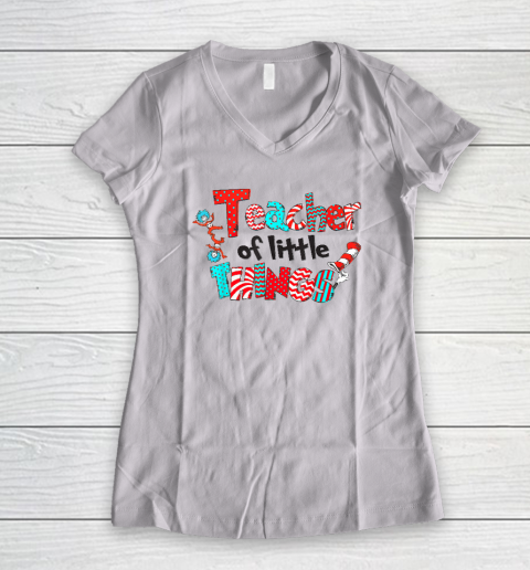 Teacher Of Little Things Gift For Teacher Cat Lover Women's V-Neck T-Shirt