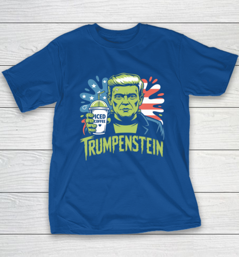 Trumpenstein Funny Iced Coffee Drink Halloween 4th of July USA Flag Youth T-Shirt 6