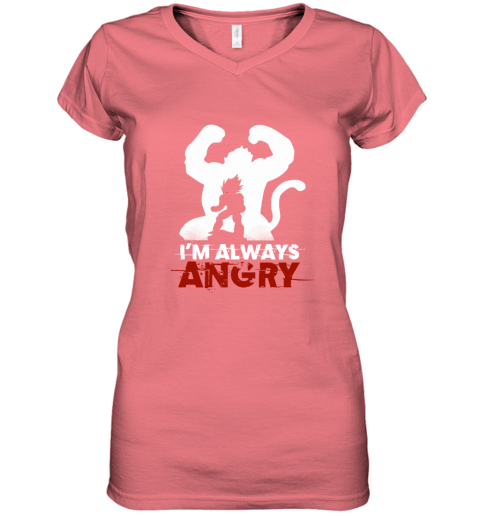 jytt dragon ball ndash i am always angry dragon ball women v neck t shirt 39 front coral
