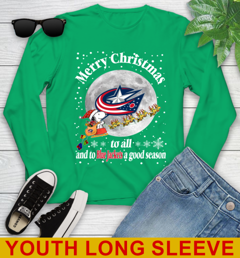 Columbus Blue Jackets Merry Christmas To All And To Blue Jackets A Good Season NHL Hockey Sports Youth Long Sleeve 7
