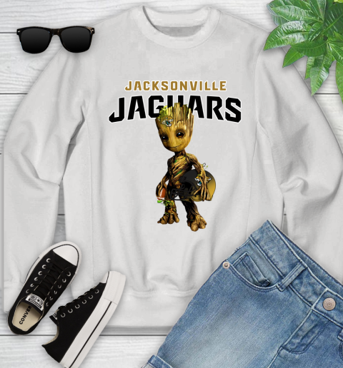 Jacksonville Jaguars NFL Football Groot Marvel Guardians Of The Galaxy Youth Sweatshirt