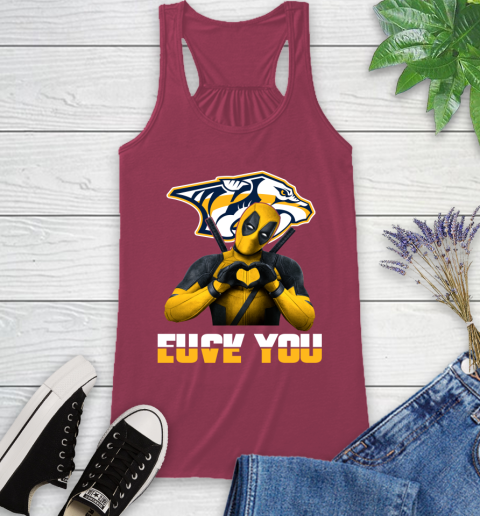 NHL Nashville Predators Deadpool Love You Fuck You Hockey Sports Racerback Tank 7