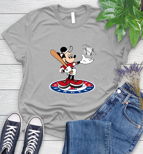 MLB Baseball Texas Rangers Cheerful Mickey Disney Shirt Women's T-Shirt 5