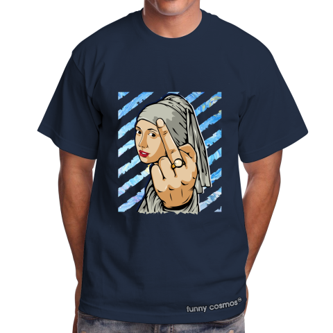Air Jordan 1 Shadow Matching Sneaker Tshirt The girl With The Pearl Earing Middle Finger Gray and Black Jordan Tshirt