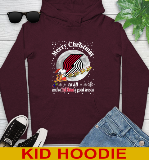 Portland Trail Blazers Merry Christmas To All And To Trail Blazers A Good Season NBA Basketball Sports Youth Hoodie 7