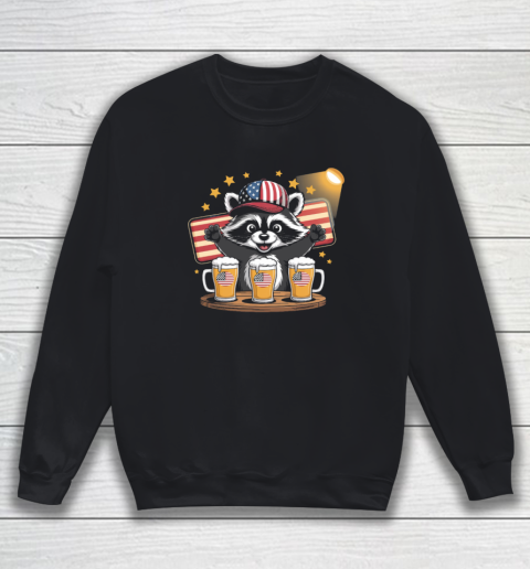 Raccoon red white and brew Funny Independence Day 4th of July Sweatshirt