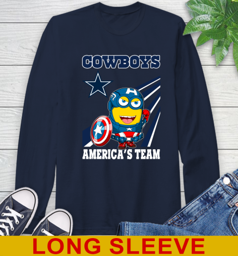 NFL Football Dallas Cowboys Captain America Marvel Avengers Minion Shirt Long Sleeve T-Shirt 3