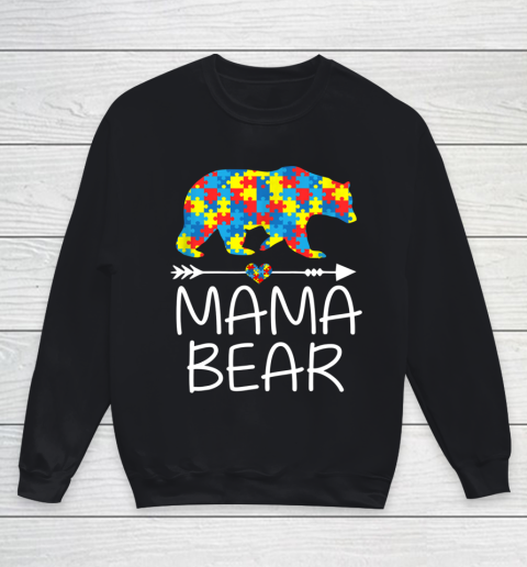 Mama Bear Autism Awareness T Shirt Autism Mom Mommy Youth Sweatshirt