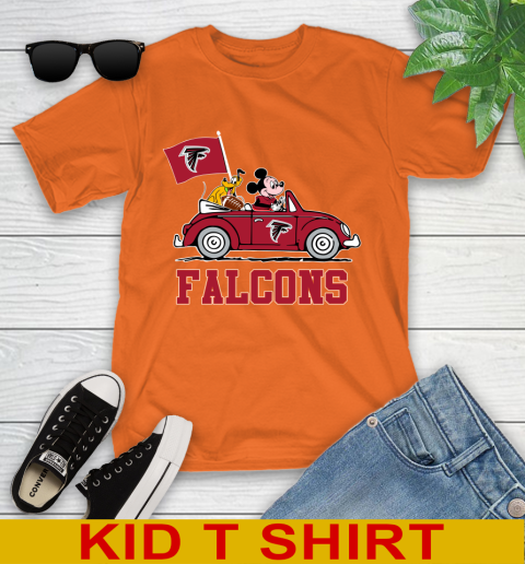 NFL Football Atlanta Falcons Pluto Mickey Driving Disney Shirt Youth T-Shirt - Image 8