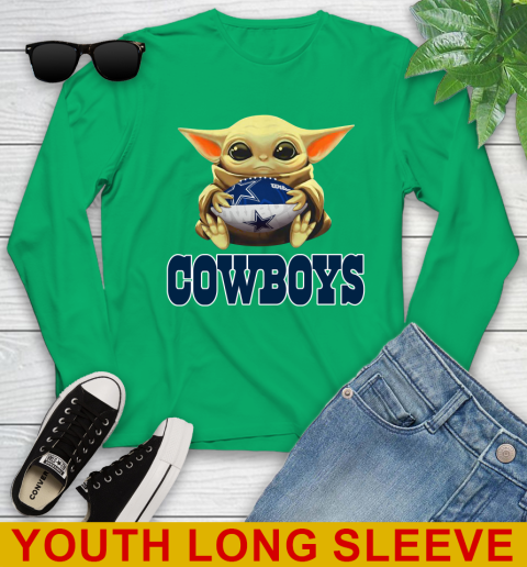 NFL Football Dallas Cowboys Baby Yoda Star Wars Shirt Youth Long Sleeve 7